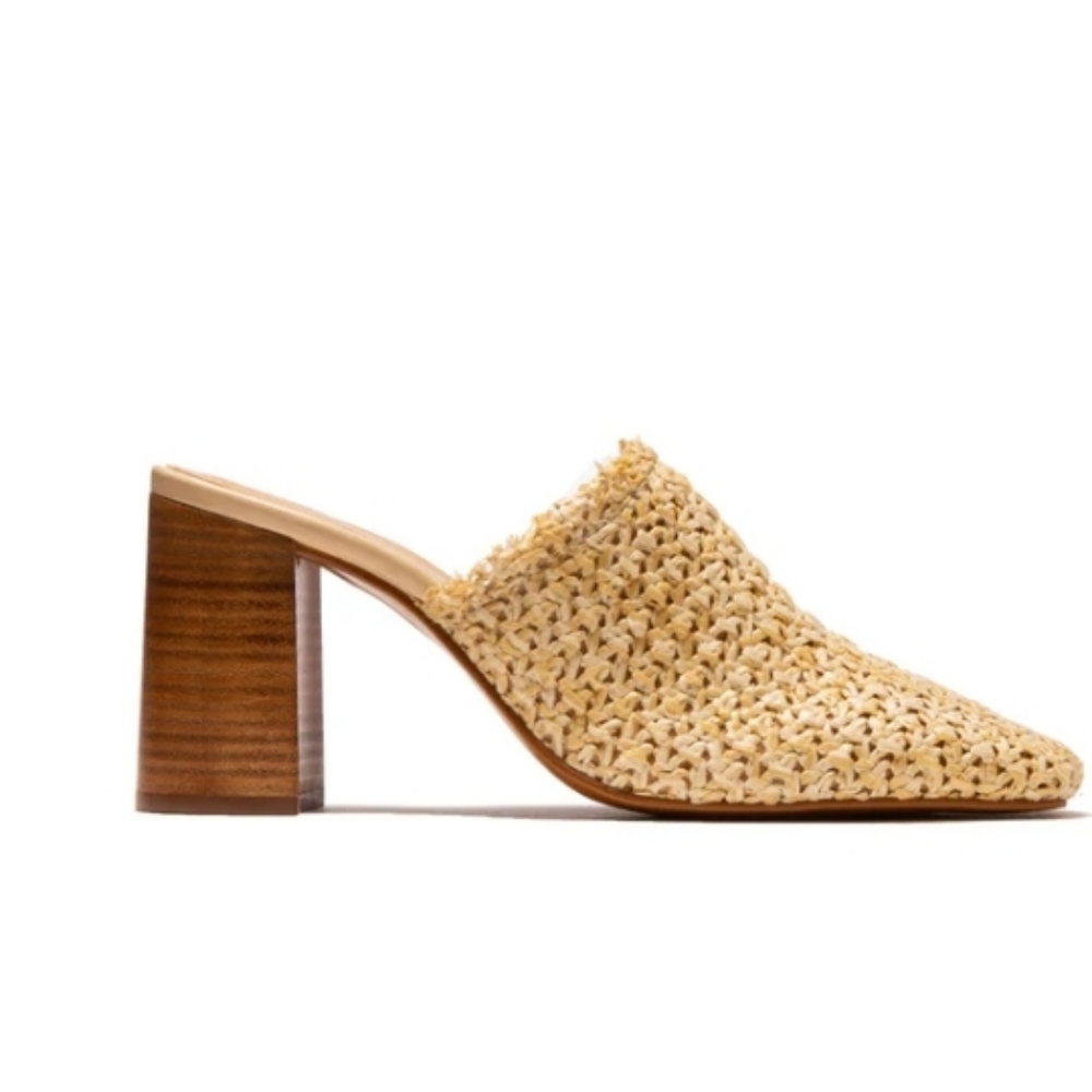 L'Intervalle Elzira Beige Rafia mules - Picture 2 of 12